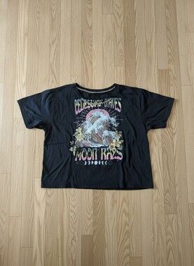 Cold Crush Black Graphic T-Shirt Moon Rays 1X